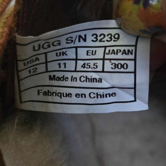 Ugg 3239 Brown Leather Wingtip Shearling Lined Vibram Sole Chukka Boots Size 12 - Picture 12 of 13